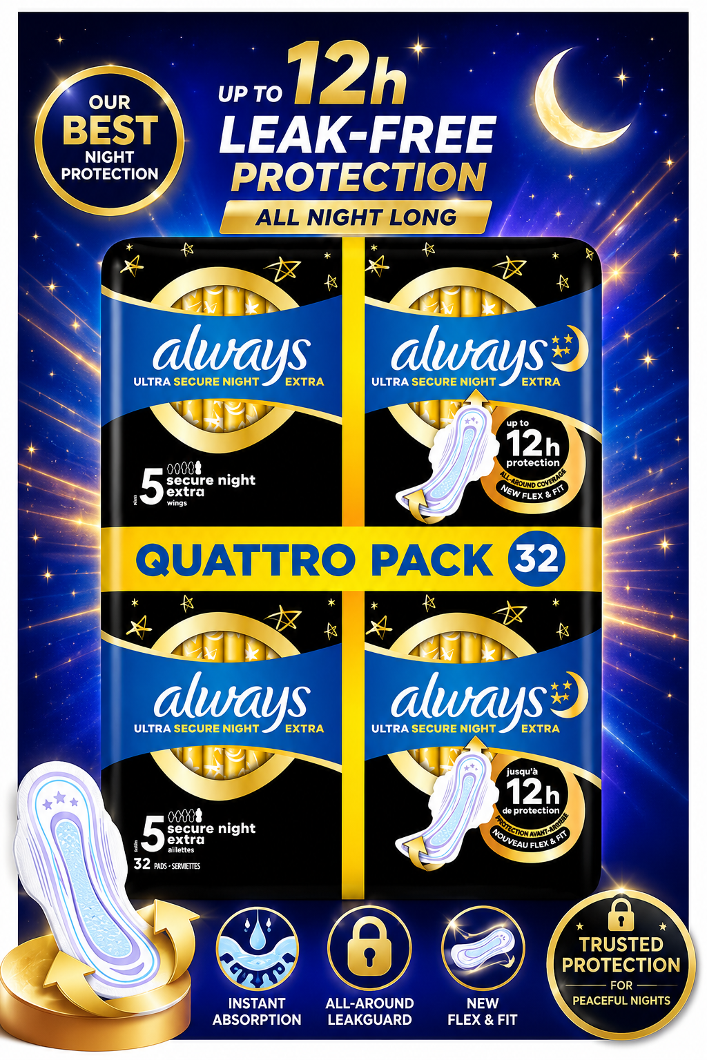 Always Ultra Secure Night Extra Pads - Image 2