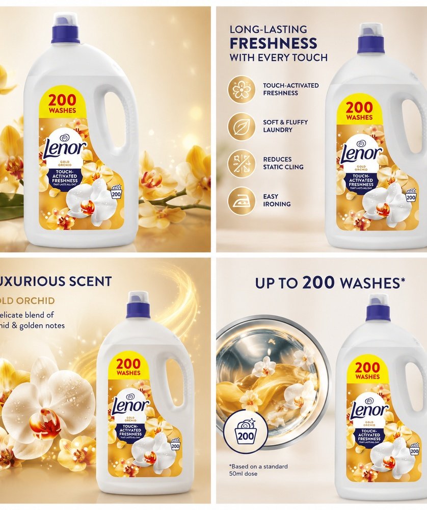 Lenor Gold Orchid Fabric Conditioner | 200 Wash | 4L - Image 2