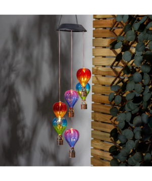 Solar Hot Air Balloon Wind Chime Lights – Colourful LED Garden Decor